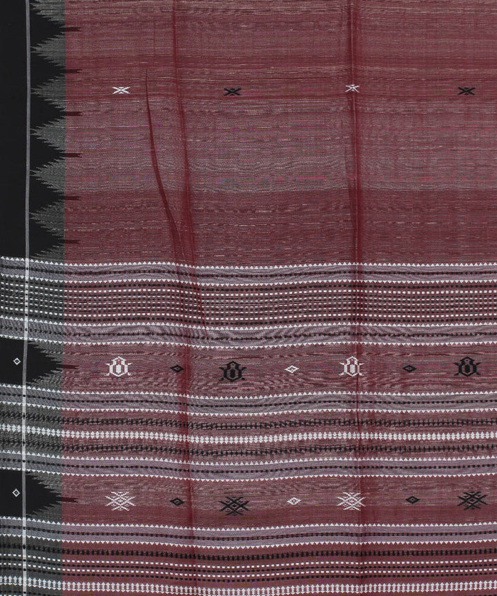 Maroon black cotton handloom natural dyed kotpad saree