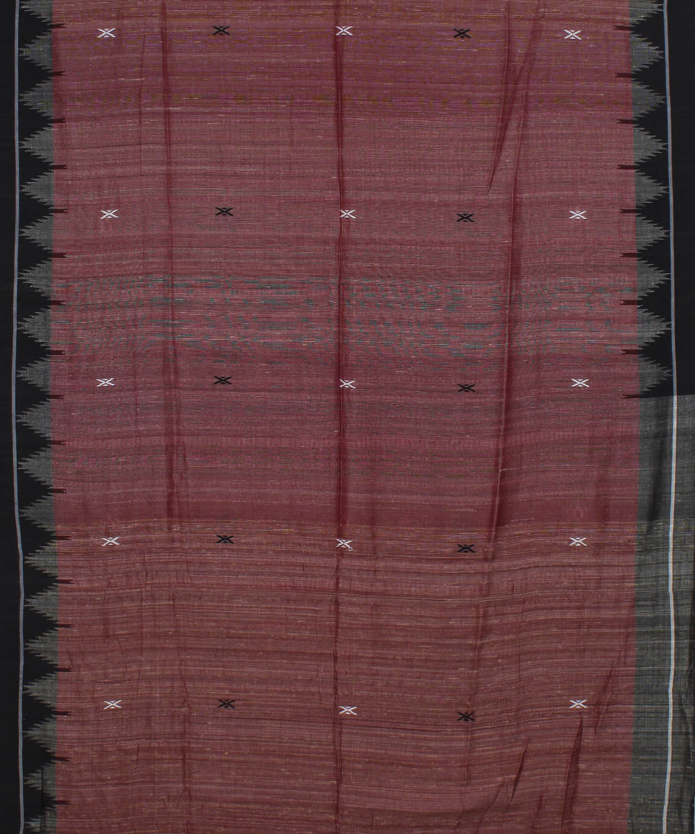 Maroon black cotton handloom natural dyed kotpad saree