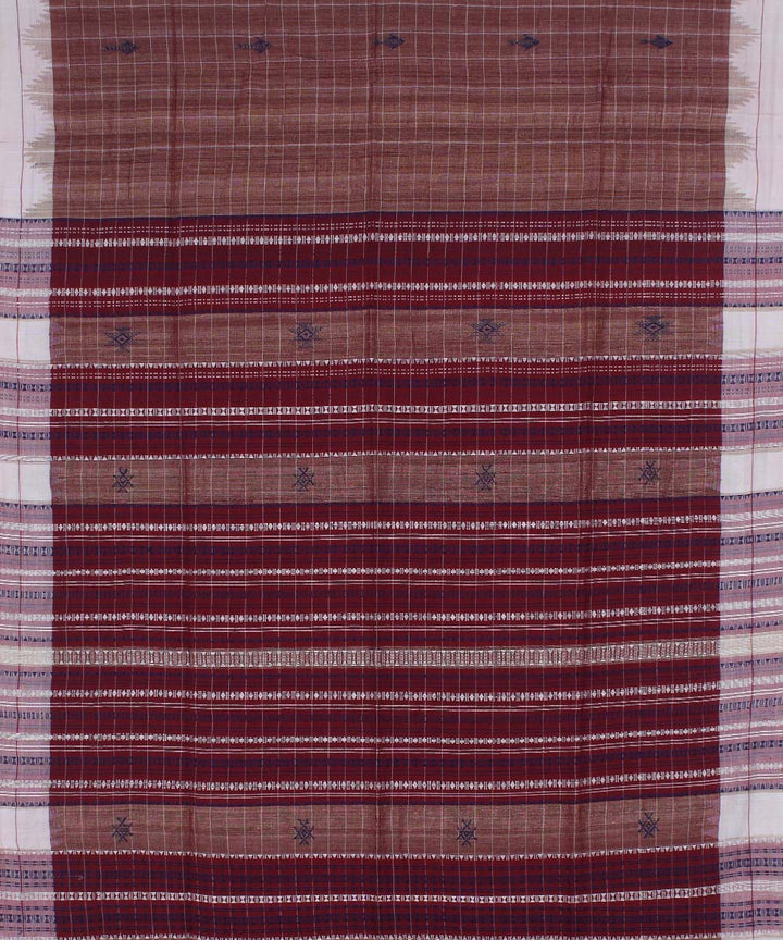 Maroon offwhite cotton handloom kotpad saree