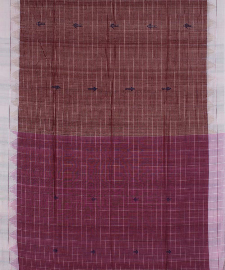 Maroon offwhite cotton handloom kotpad saree