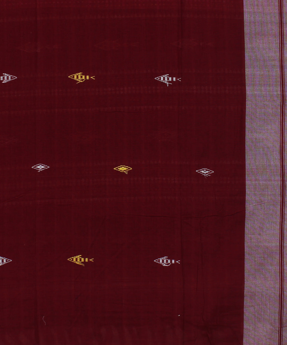 Maroon offwhite temple border cotton handloom kotpad saree