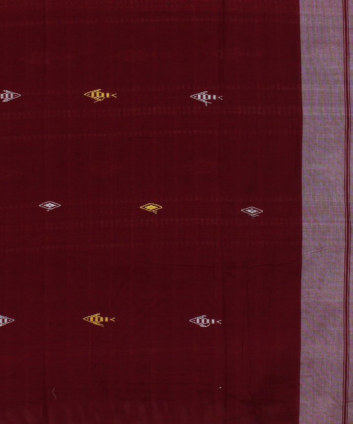 Maroon offwhite temple border cotton handloom kotpad saree