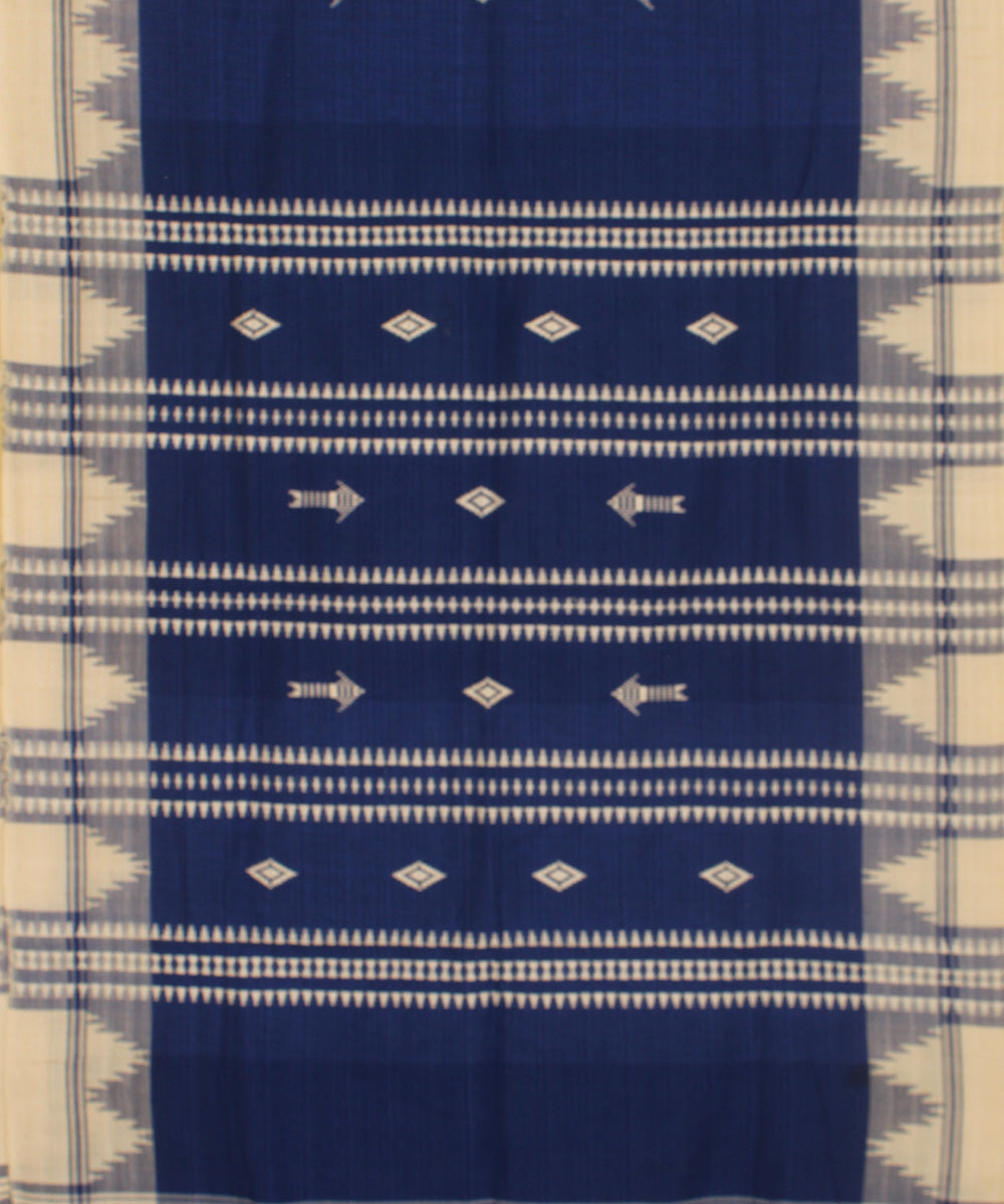 Indigo blue offwhite handwoven cotton kotpad stole