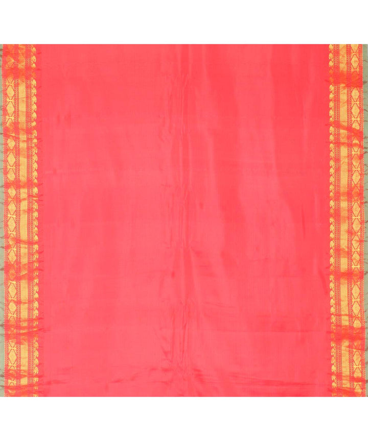White pink handwoven gadwal silk saree