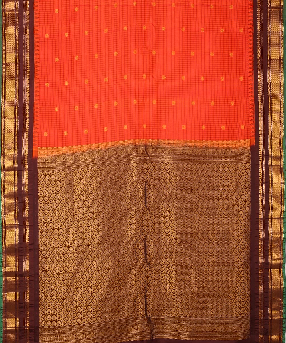 Red dark blue handwoven gadwal silk saree