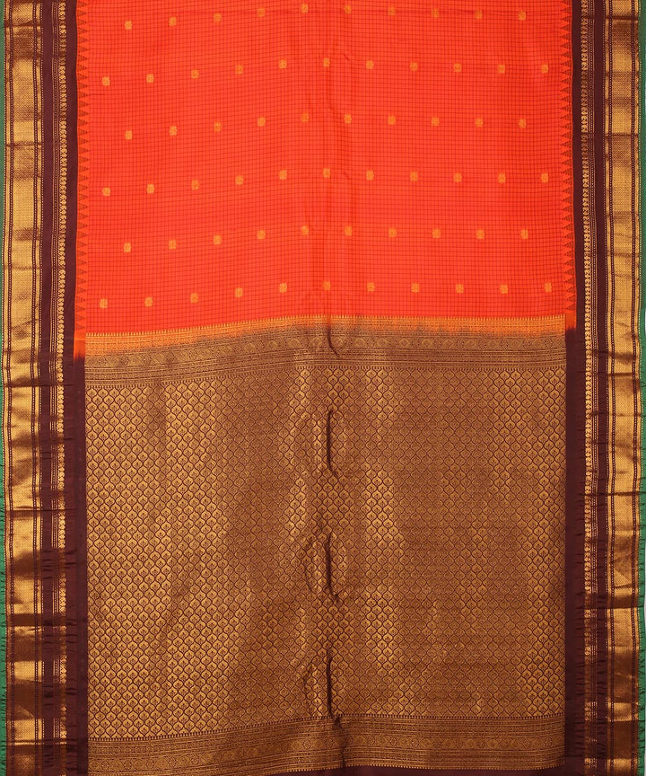 Red dark blue handwoven gadwal silk saree