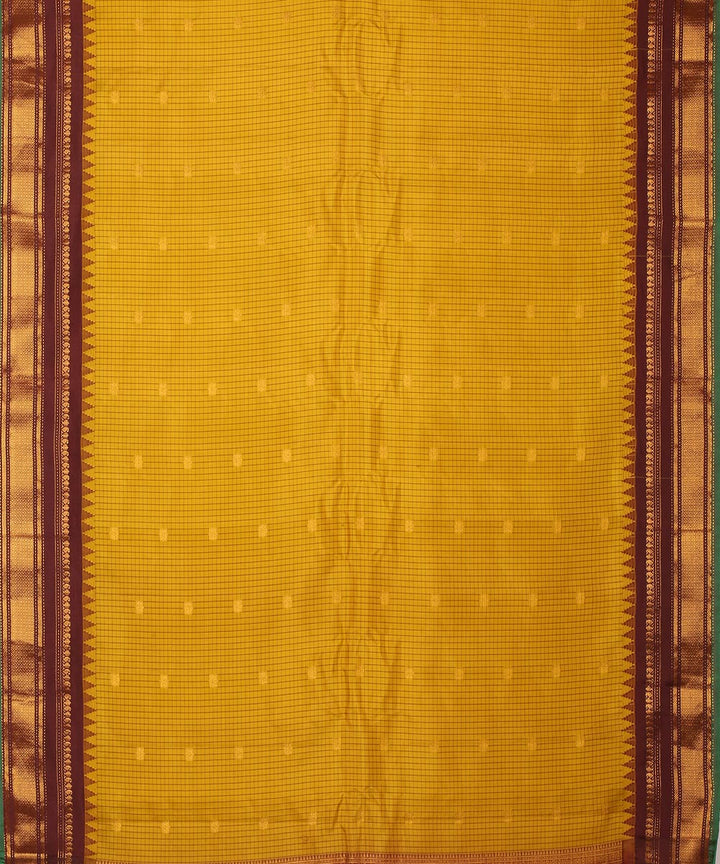 Mustard coffee brown handwoven gadwal silk saree