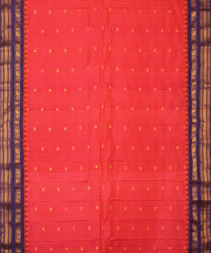 Pink blue handwoven silk gadwal saree