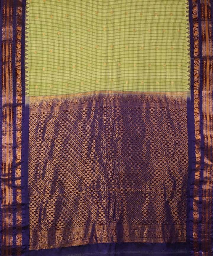 Pistagreen blue handwoven gadwal silk saree