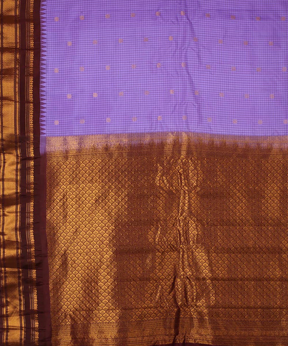 Blue dark brown handwoven gadwal silk saree