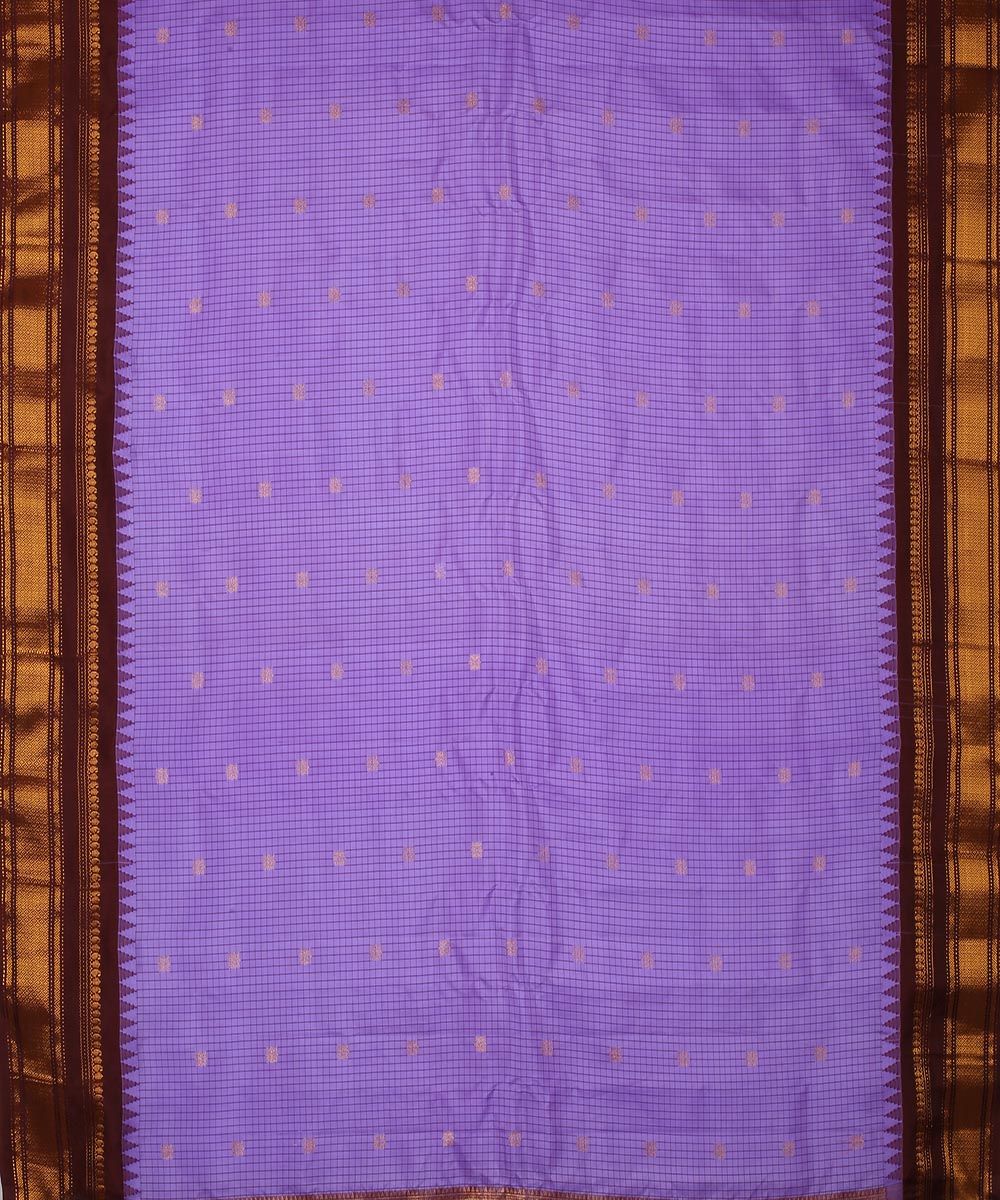 Blue dark brown handwoven gadwal silk saree
