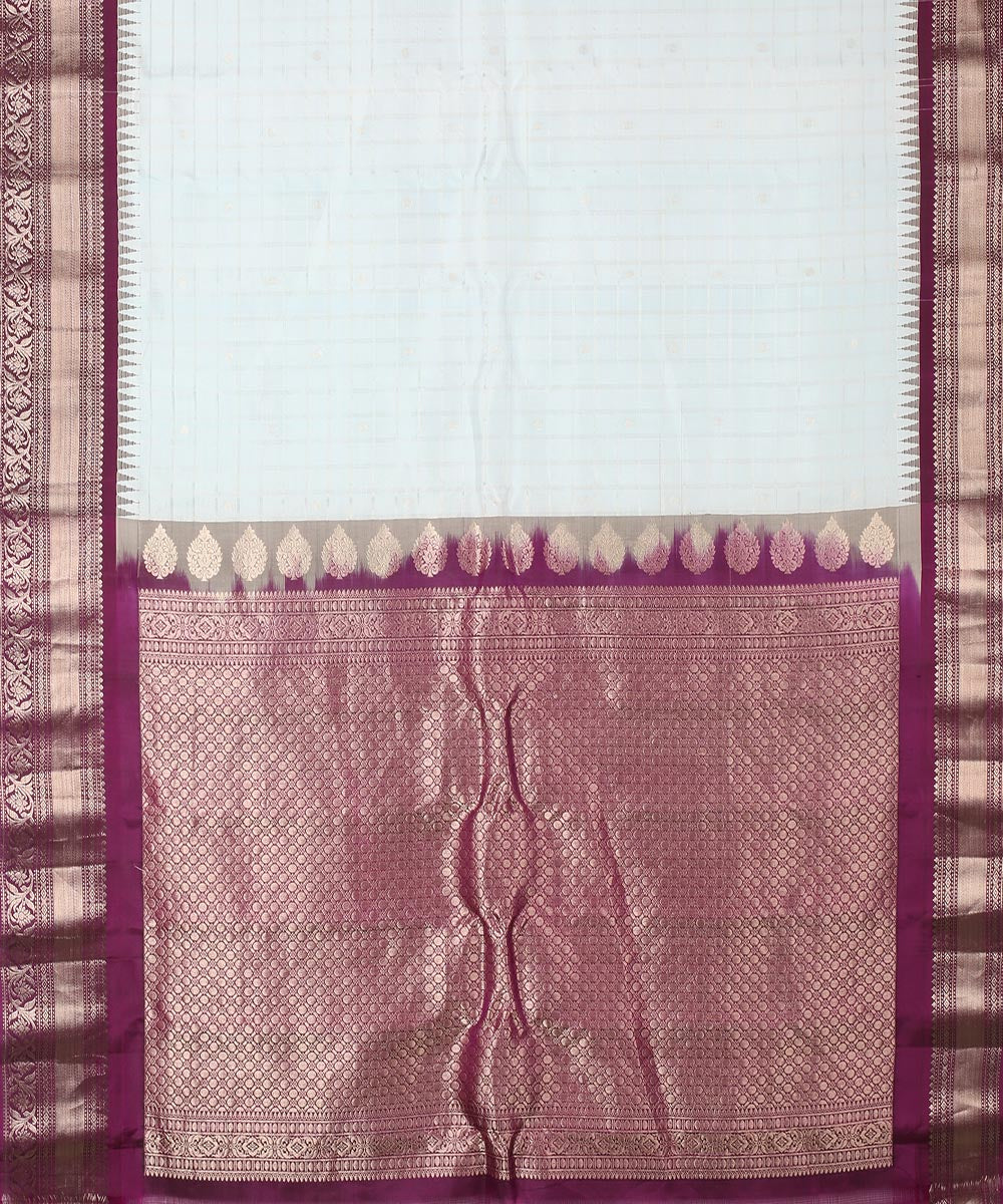 White dark purple handwoven gadwal silk saree