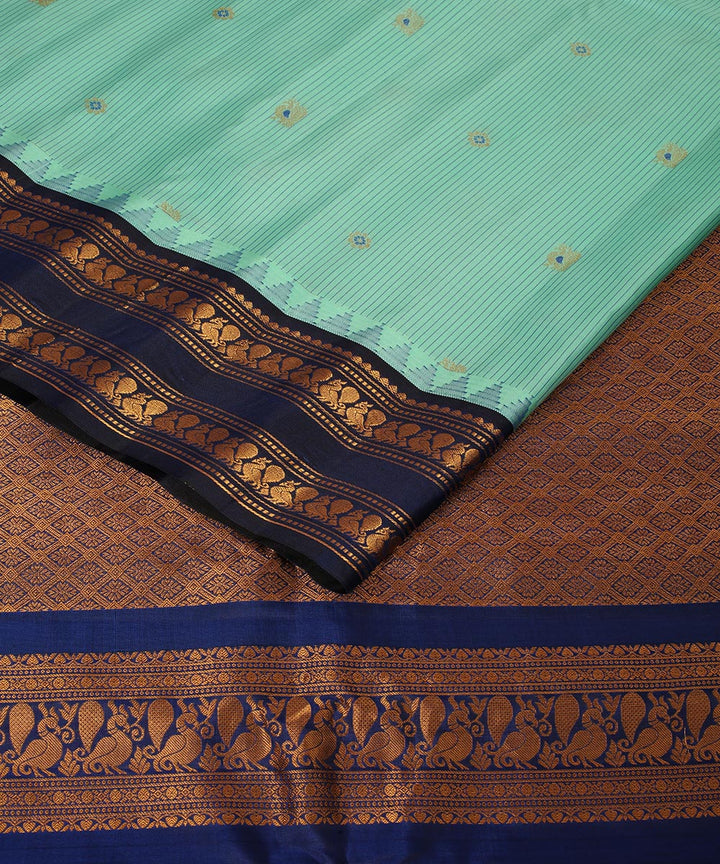 Celeste blue handwoven gadwal silk saree