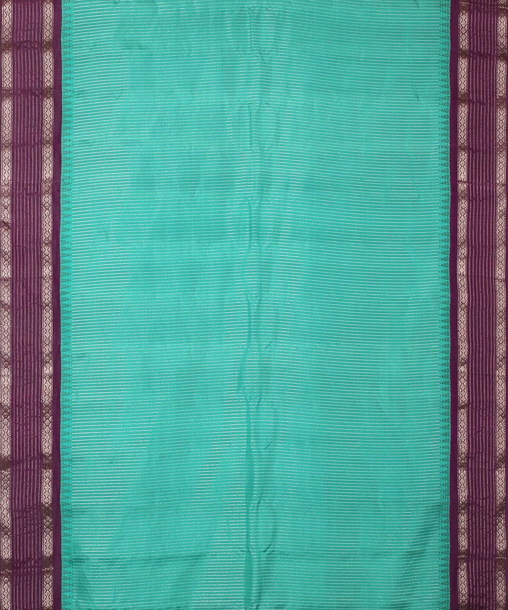 Green purple gadwal handwoven silk saree