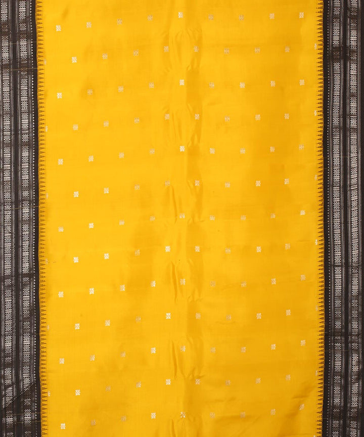 Yellow black gadwal silk handwoven saree