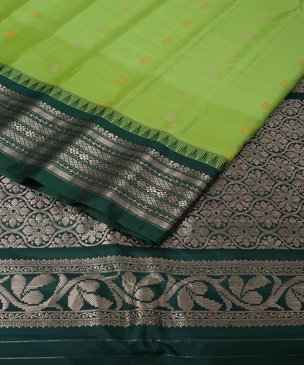 Green gadwal handwoven silk saree