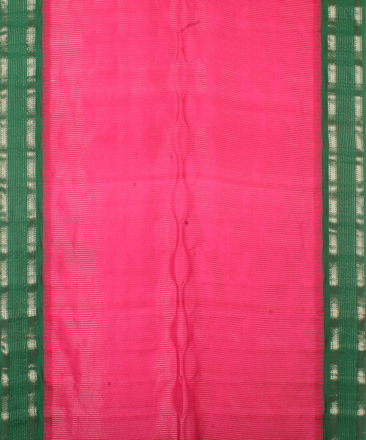 Pink green handwoven gadwal silk saree