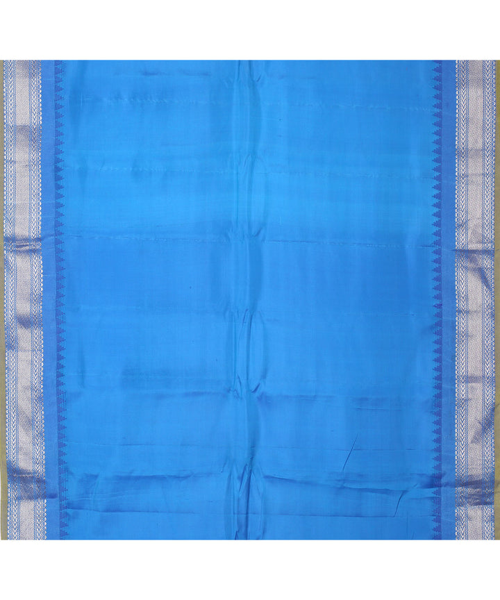 Yellow blue handwoven gadwal silk saree