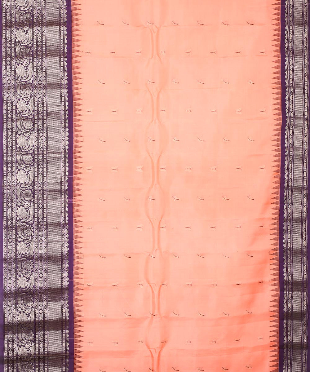 Pink blue handwoven gadwal silk saree