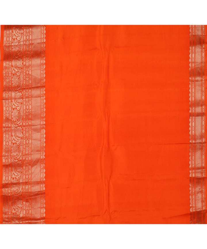 Black orange handwoven gadwal silk saree
