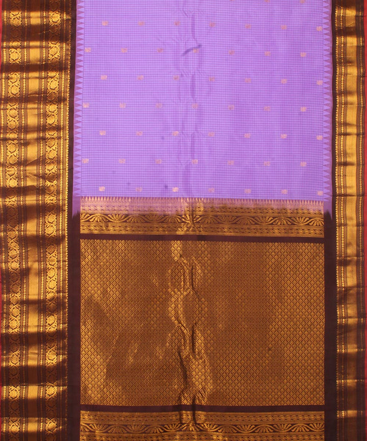 Blue brown handwoven gadwal silk saree