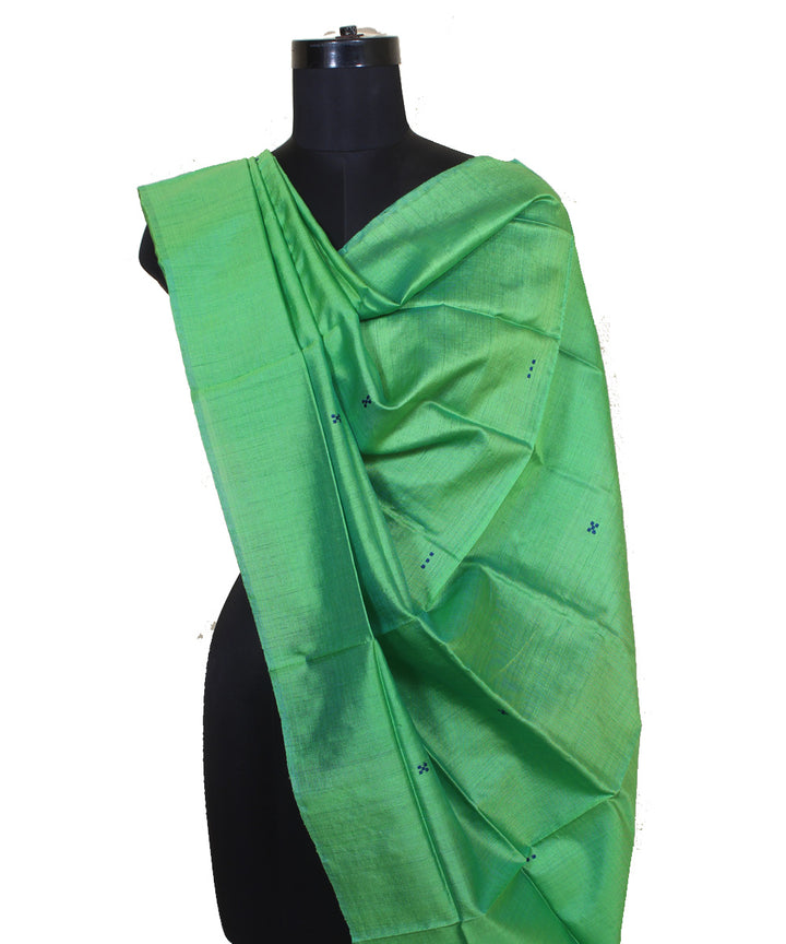 Light green blue handwoven cotton silk gopalpur dupatta