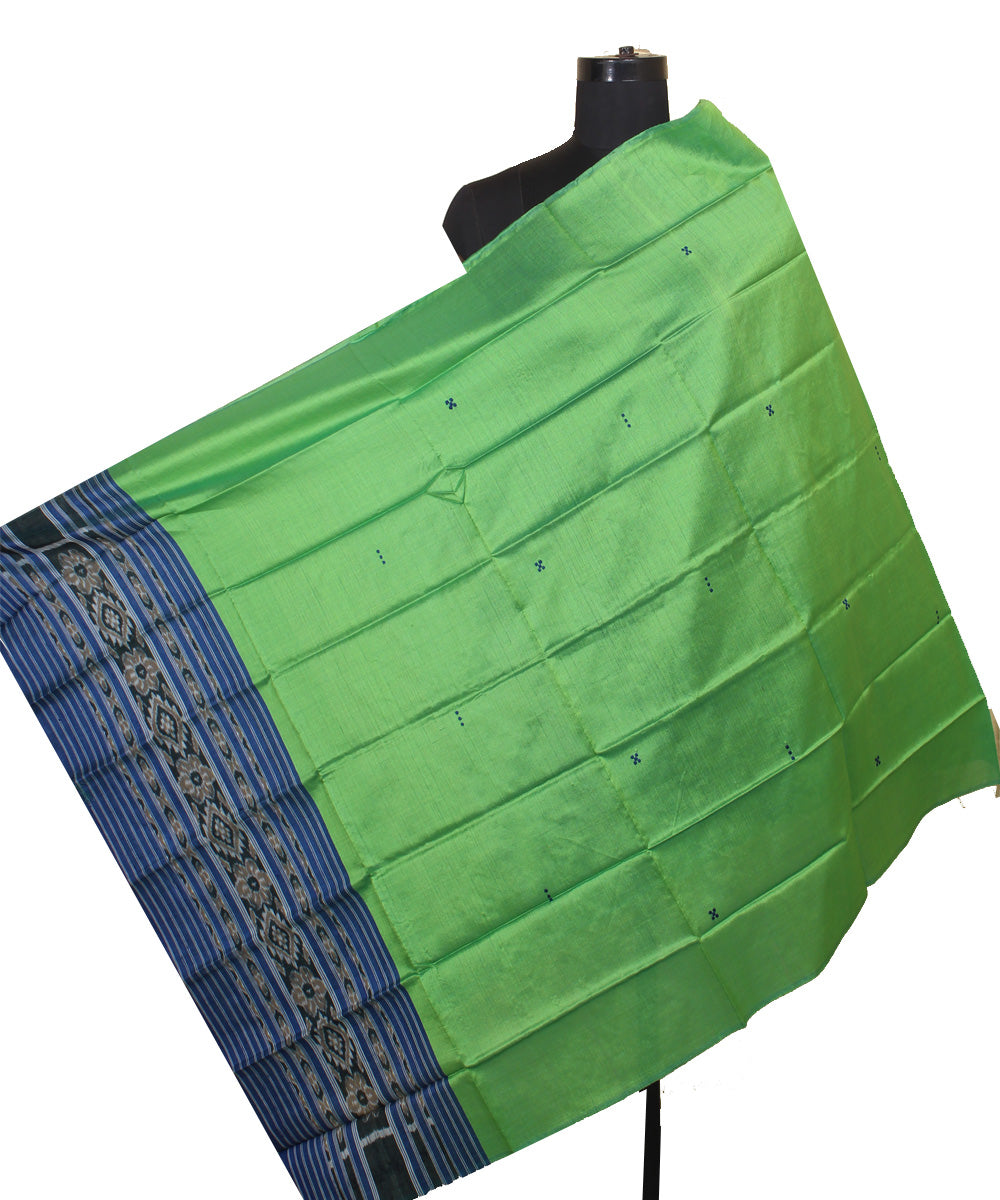 Light green blue handwoven cotton silk gopalpur dupatta