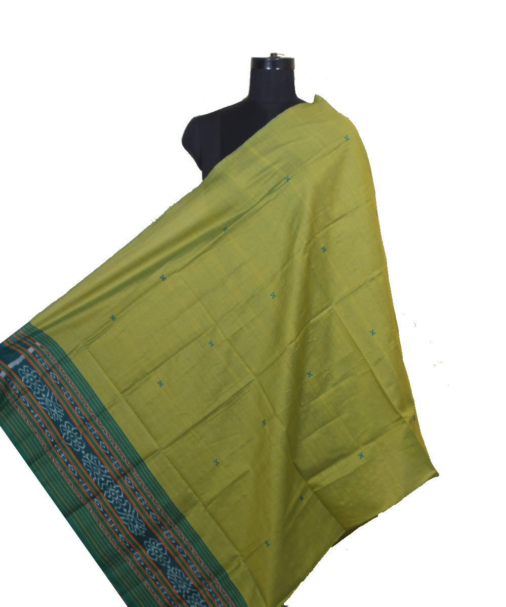 Olive green buti handwoven cotton silk gopalpur dupatta