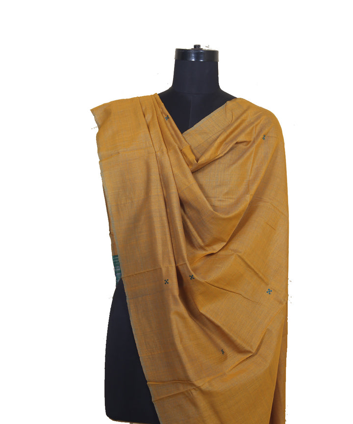 Mustard handwoven cotton silk gopalpur dupatta