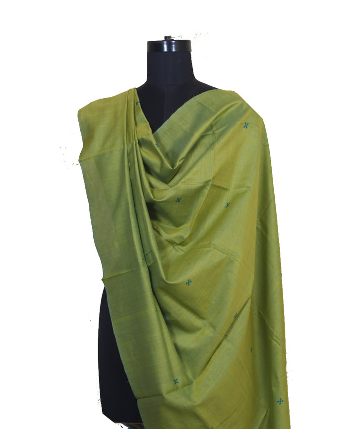 Olive green gopalpur handwoven cotton silk dupatta