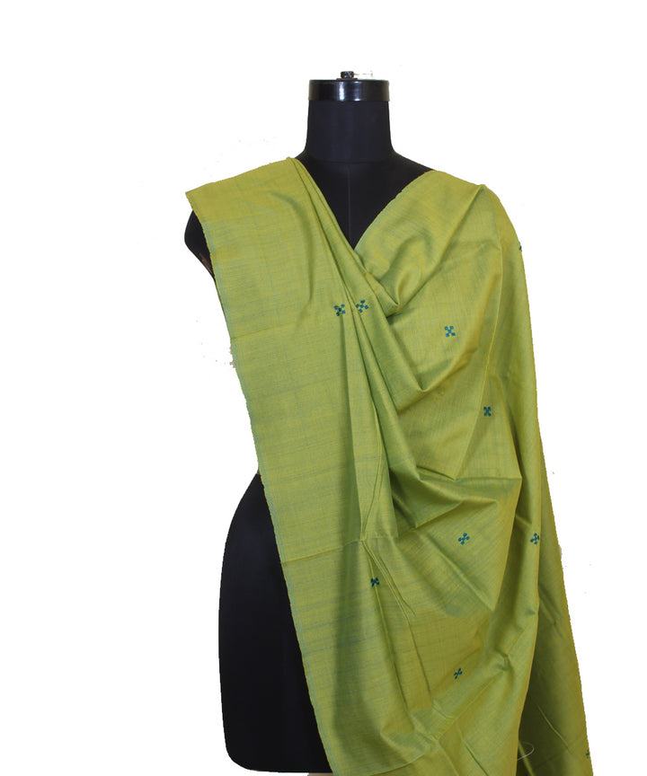 Olive green handwoven cotton silk gopalpur dupatta