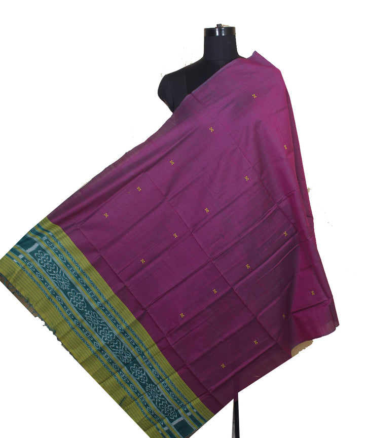 Purple green handwoven cotton silk gopalpur dupatta