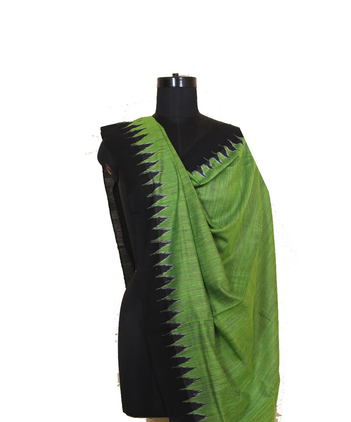 Lime green black cotton silk gopalpur dupatta