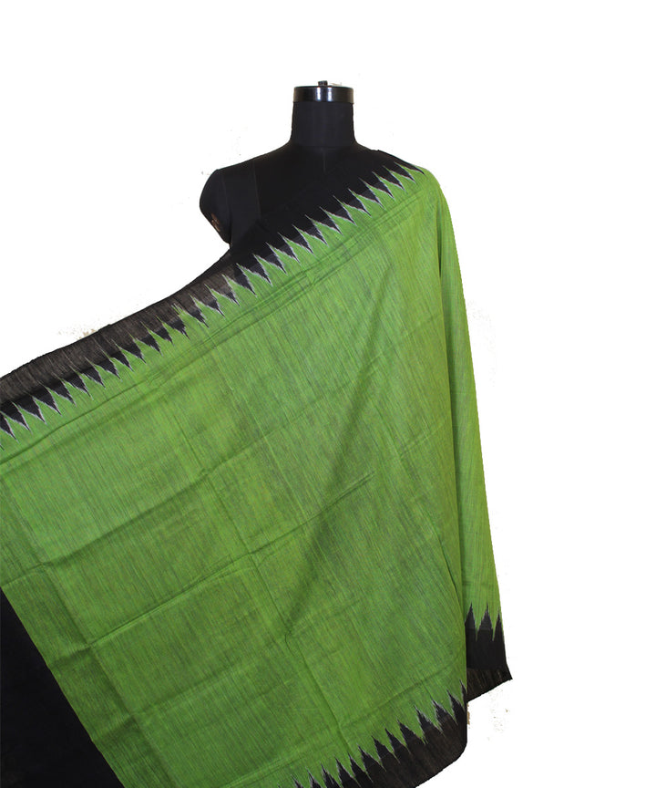 Lime green black cotton silk gopalpur dupatta