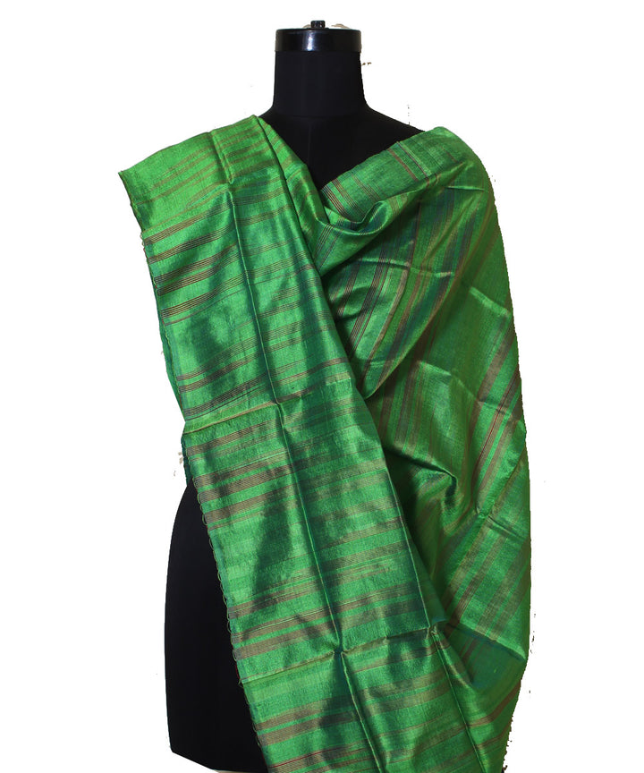 Lime green blue handwoven tussar silk gopalpur dupatta