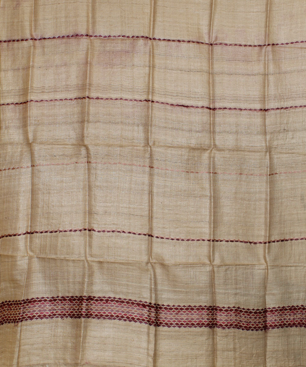 Beige handwoven gopalpur tussar silk stole