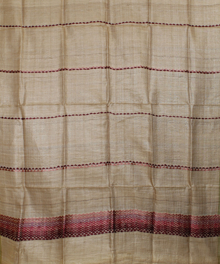 Beige gopalpur handwoven tussar silk stole