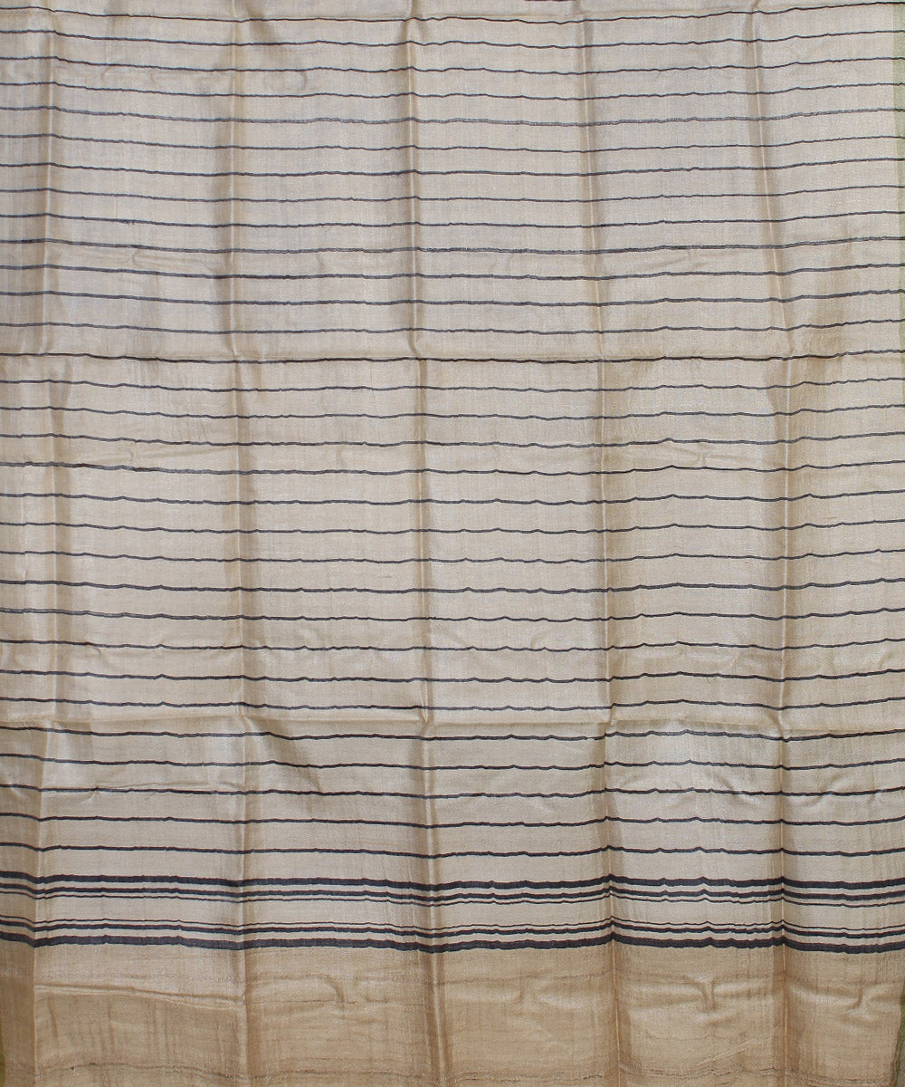 Beige striped gopalpur handwoven tussar silk stole