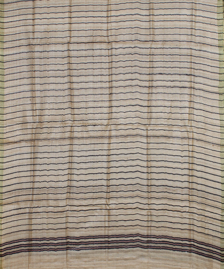 Beige gopalpur handwoven tussar silk striped stole