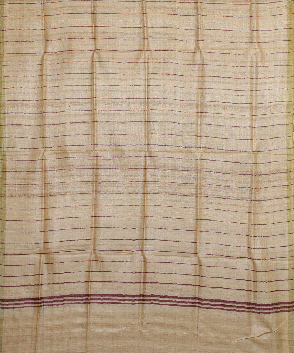 Beige gopalpur striped handwoven tussar silk stole