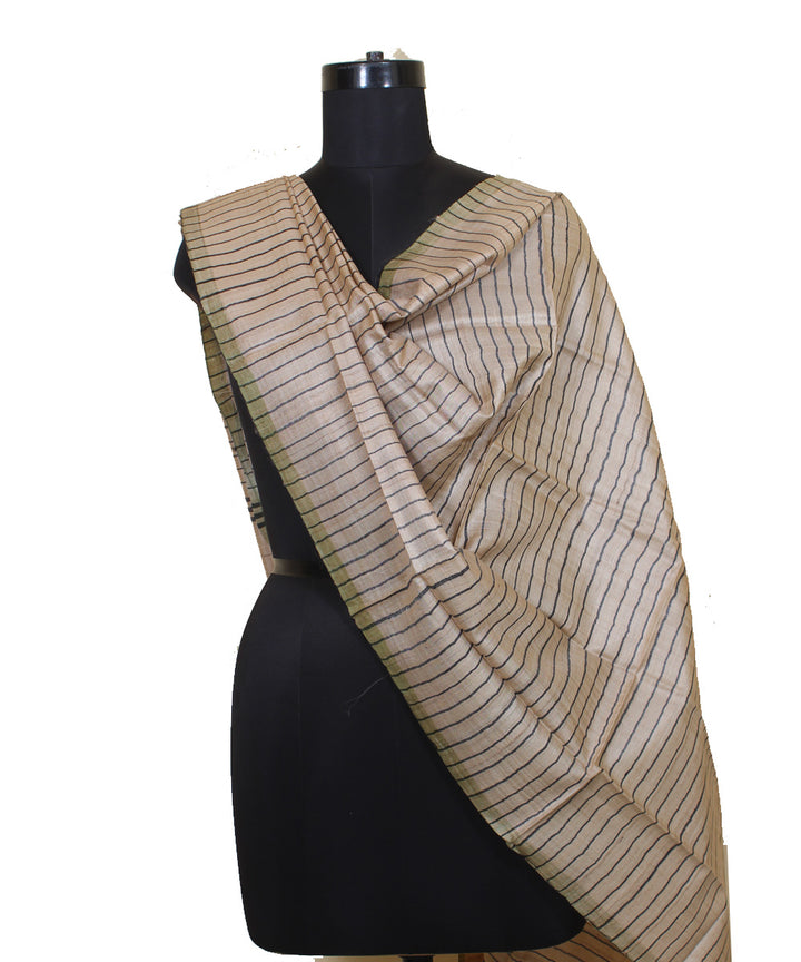 Beige handwoven tussar silk gopalpur stole