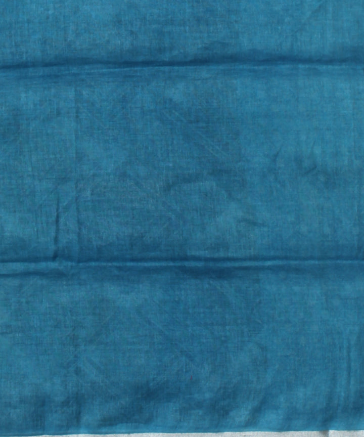 Olive green multicolor linen hand printed bhagalpur saree