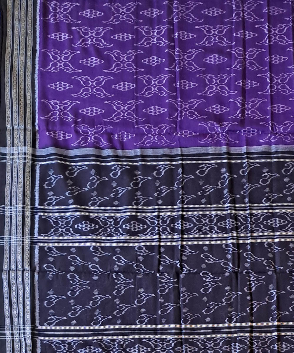 Purple black cotton handloom nuapatna saree