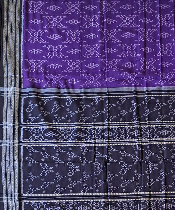 Purple black cotton handloom nuapatna saree