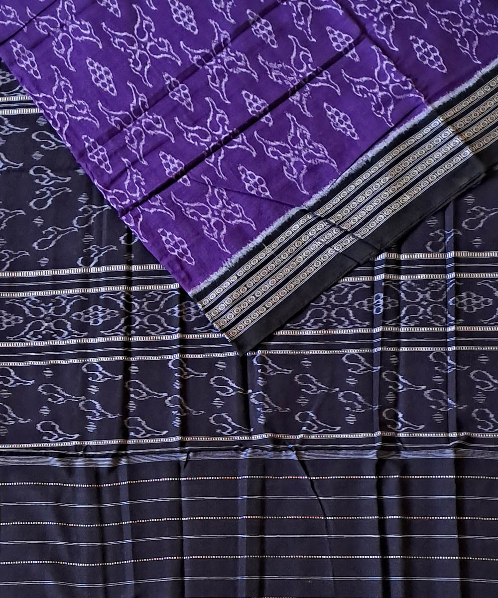 Purple black cotton handloom nuapatna saree