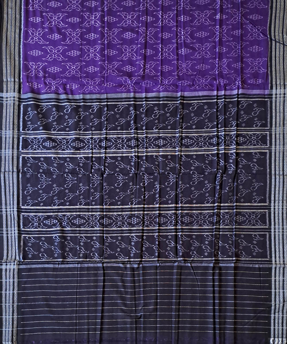 Purple black cotton handloom nuapatna saree