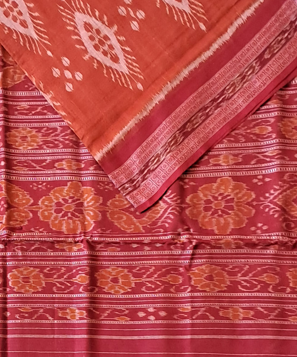 Red maroon cotton handloom nuapatna saree