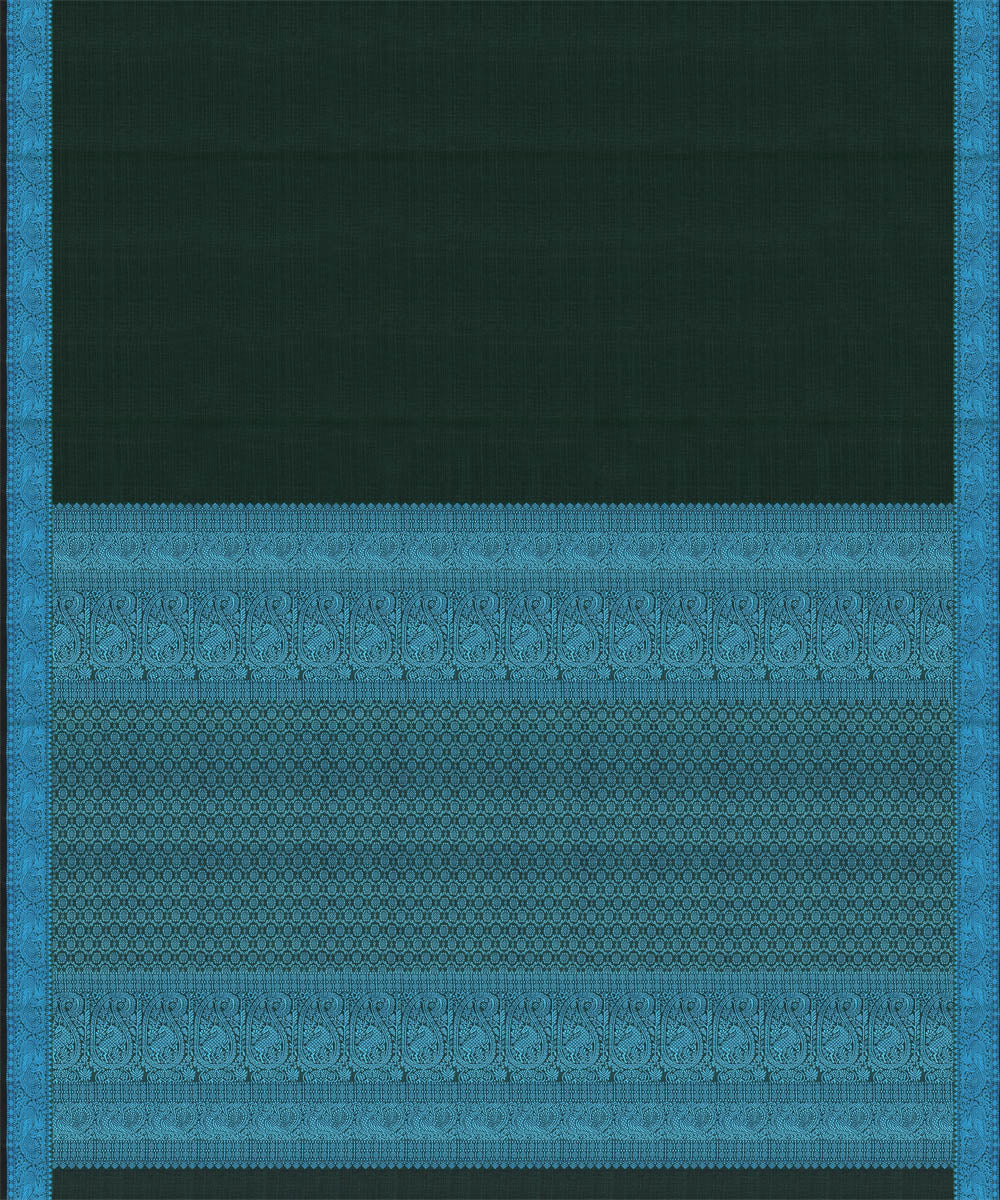 Teal green sky blue handwoven kanjivaram silk saree