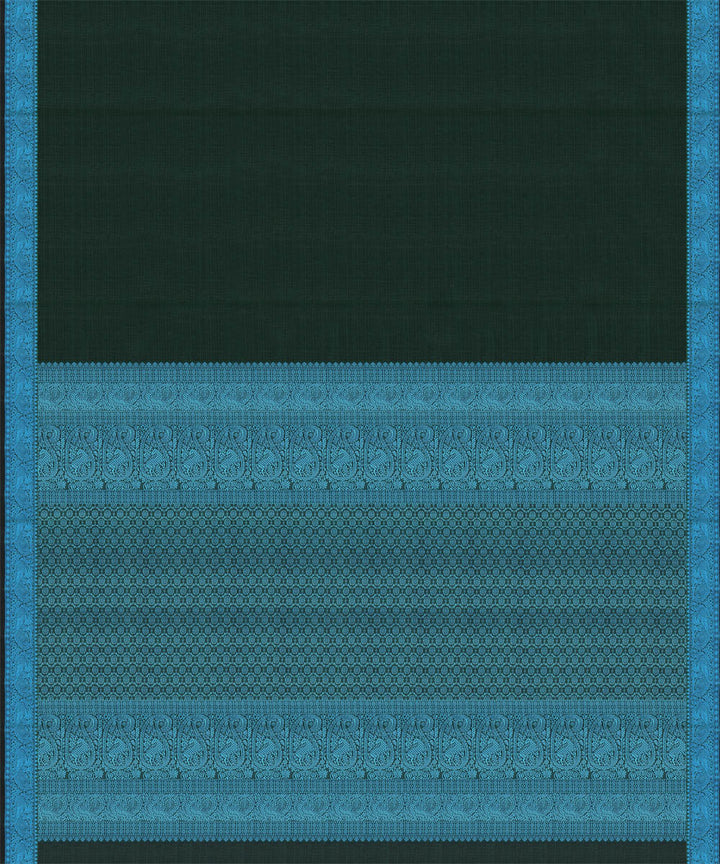 Teal green sky blue handwoven kanjivaram silk saree