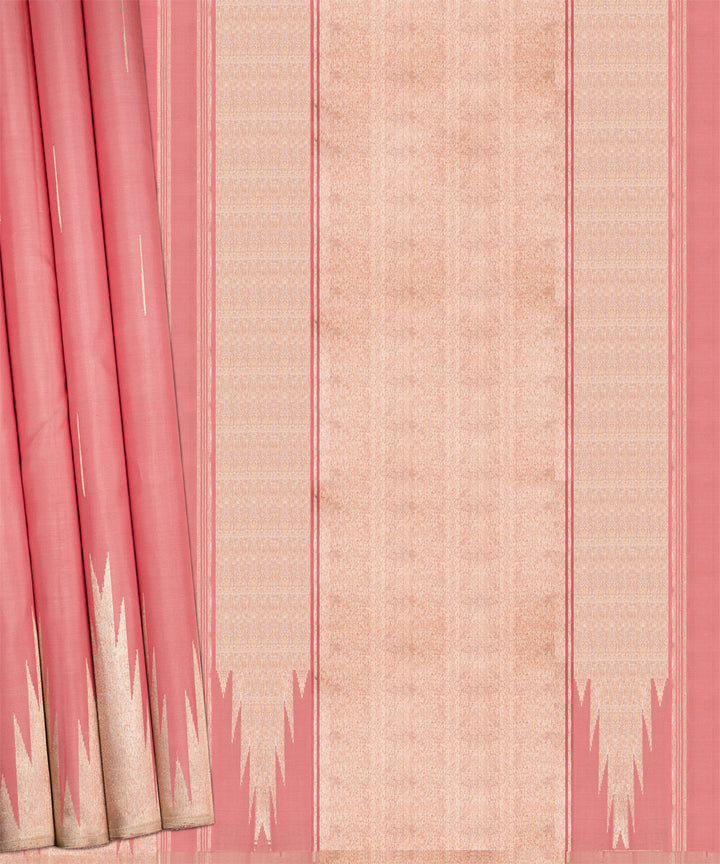 Pink offwhite handwoven kanjivaram silk saree